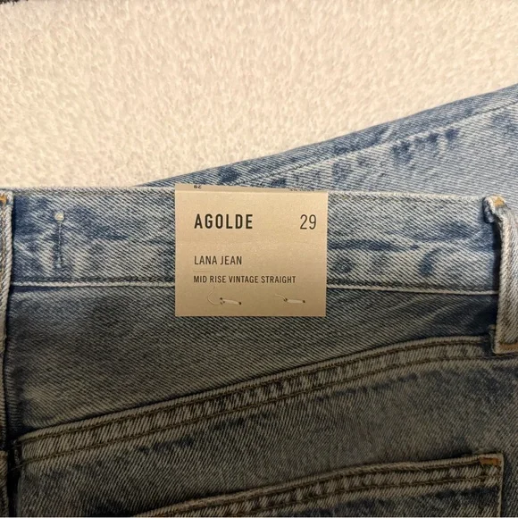 Agolde Lana Mid Rise Vintage Straight Jeans - Light Blue - Picture 1 of 5